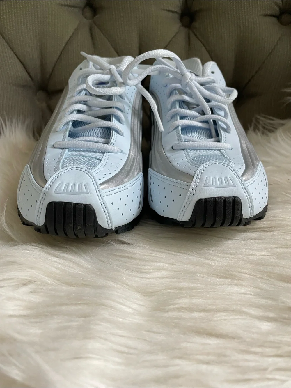 Nike Shox R4 Blue Tint Metallic Silver Y2K AR3565-402 Womens 9.5 Sneakers NWOB
